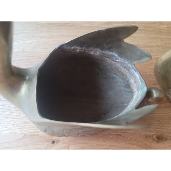 Vintage Swan Long Neck Bird Brass Sculpture Statue Figurine Gold Swan Set Of Two - Picture 8 of 14